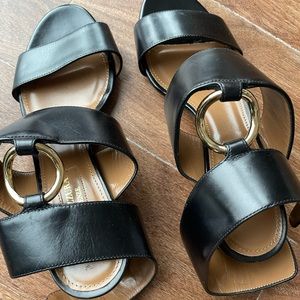 Aquazurra black ankle strap heels